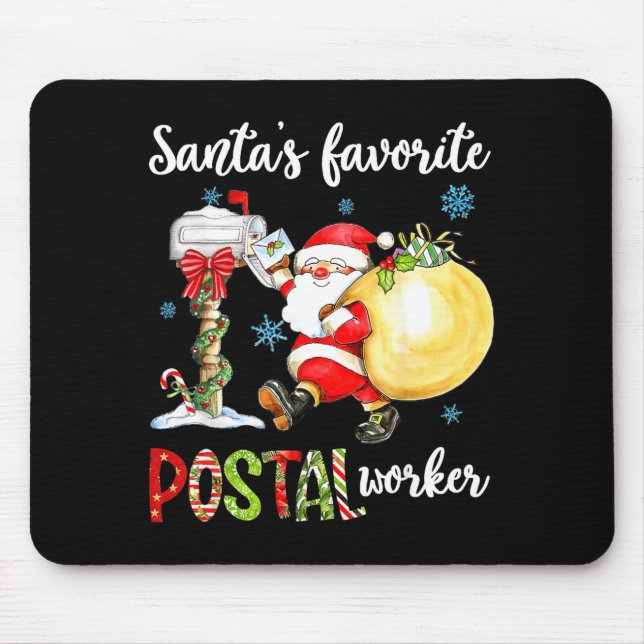 Funny Xmas Lights Santa's Favorite Stal Worker Chr Mouse Mat (Front)