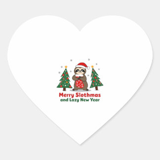 Funny Xmas Lights Stocking Santa Hat Sloth Christm Heart Sticker