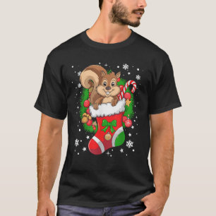 Funny Xmas Lights Stocking Squirrel Christmas  T-Shirt