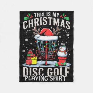 Funny Xmas Lights This Is My Christmas Disc Golf P Fleece Blanket