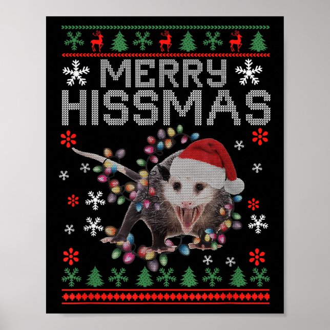 Funny Xmas Merry Hissmas Ssum Lovers Ossum Christm Poster (Front)
