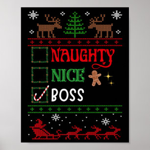 Funny Xmas Nice Naughty List Christmas Boss  Poster