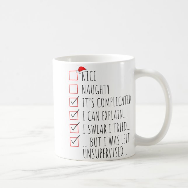 Funny Xmas Nice Naughty List I Can Explain I Swear Coffee Mug (Right)