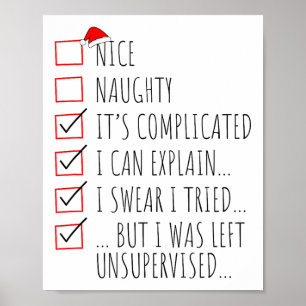 Funny Xmas Nice Naughty List I Can Explain I Swear Poster