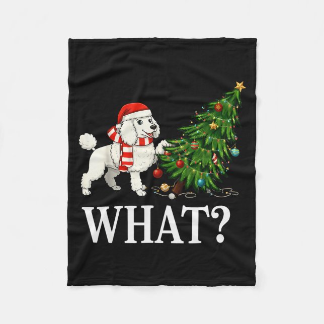 Funny Xmas Odle Pushing Christmas Tree Over Dog Wh Fleece Blanket (Front)