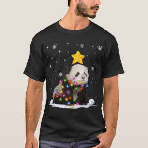 Funny Xmas Panda Bear Animals Lover Christmas Tree T-Shirt