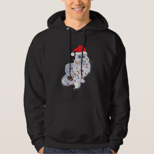 Funny Xmas Persian Cat Christmas Lights Santa Clau Hoodie