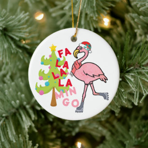 Funny Xmas Pink Flamingo Christmas Humour Ornament