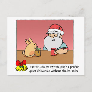 Funny X'mas Postcard: Santa changing jobs Holiday Postcard