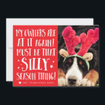 Funny Xmas Quote Pets Christmas Greeting Flat Card<br><div class="desc">Add your own photo of your furry family member with their sad face and funny christmas prop or costume. This Christmas greeting flat card template is ready for you to edit online and add your own funny xmas pet photo! Quote reads - My Owners are at it again! Must be...</div>