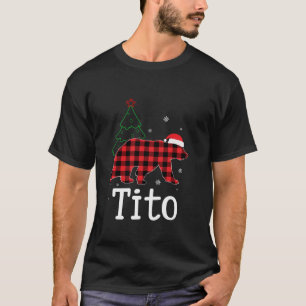 Funny Xmas Red Plaid Tito Bear Ugly Christmas Swea T-Shirt