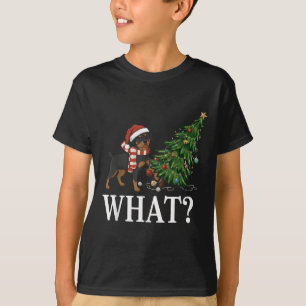 Funny Xmas Rottweiler Pushing Christmas Tree Over T-Shirt