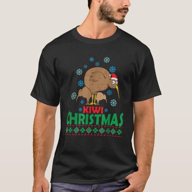funny Xmas Santa Claus ugly Christmas kiwi bird Ug T-Shirt (Front)