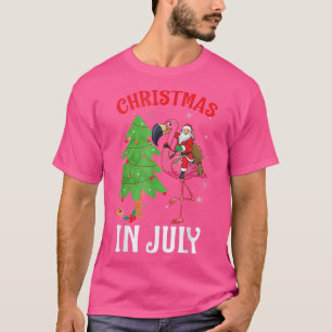 Funny Xmas Santa Flamingo Christmas In July T-Shirt