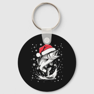 Funny Xmas Santa Hat Fish Christmas Fishing Key Ring