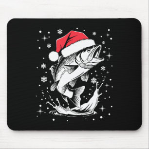 Funny Xmas Santa Hat Fish Christmas Fishing Mouse Mat
