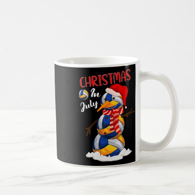 Funny Xmas Santa Hat Volleyball Snowman Christmas  Coffee Mug (Right)
