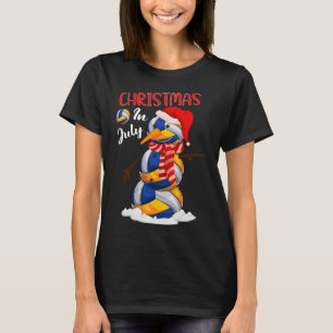 Funny Xmas Santa Hat Volleyball Snowman Christmas  T-Shirt