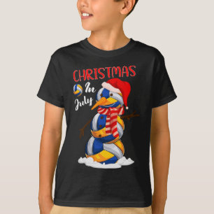 Funny Xmas Santa Hat Volleyball Snowman Christmas T-Shirt