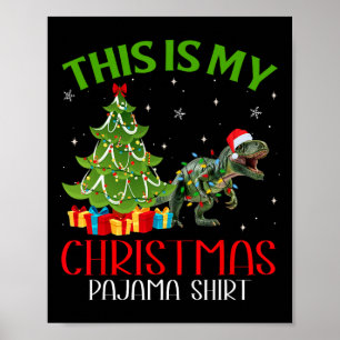 Funny Xmas Santa Lights This Is My Dinosaur Christ Poster