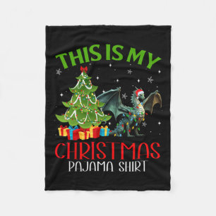 Funny Xmas Santa Lights This Is My Dragon Christma Fleece Blanket