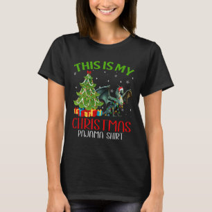 Funny Xmas Santa Lights This Is My Dragon Christma T-Shirt
