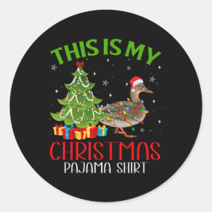 Funny Xmas Santa Lights This Is My Duck Christmas  Classic Round Sticker