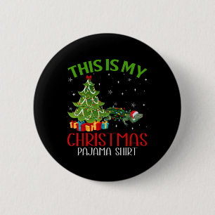 Funny Xmas Santa Lights This Is My Iguana Christma 6 Cm Round Badge