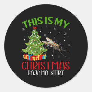 Funny Xmas Santa Lights This Is My Mosquito Christ Classic Round Sticker