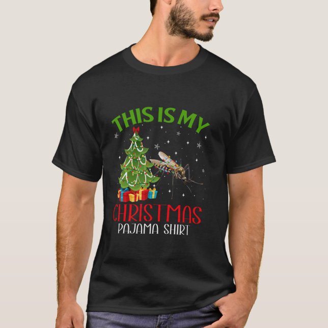 Funny Xmas Santa Lights This Is My Mosquito Christ T-Shirt (Front)