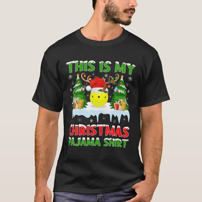 Funny Xmas Santa This Is My Pickleball Christmas P T-Shirt (Front)