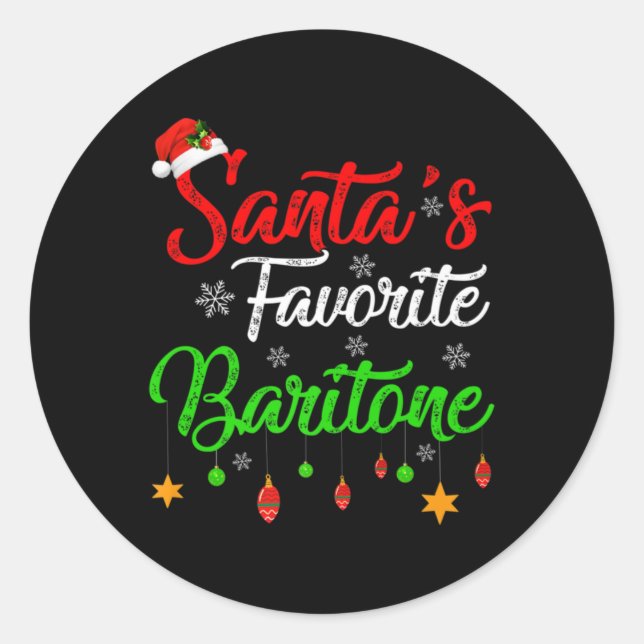 Funny Xmas Santas Favorite Baritone Christmas T Sh Classic Round Sticker (Front)