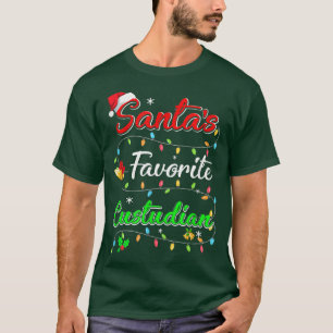 Funny Xmas Santa's Favorite Custodian Christmas T-Shirt