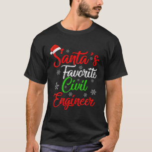 Funny Xmas Santa's Favourite Civil Engineer Christ T-Shirt