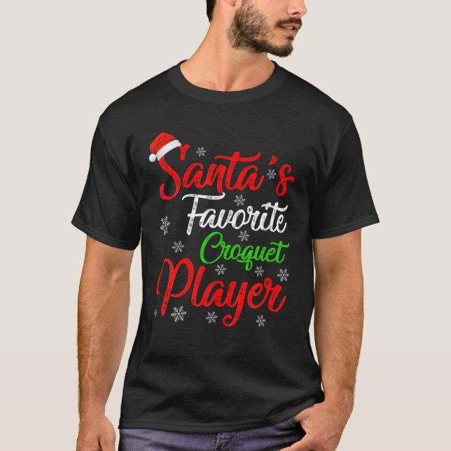 Funny Xmas Santa's Favourite Croquet Player Christ T-Shirt (Front)