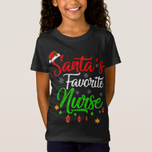 Funny Xmas Santa's Favourite Nurse Christmas T-Shirt
