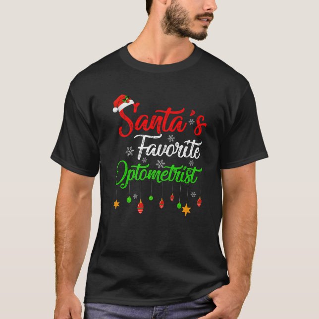 Funny Xmas Santa's Favourite Optometrist Christmas T-Shirt (Front)