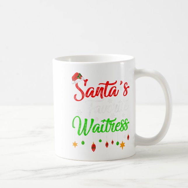 Funny Xmas Santa's Favourite Waitress Christmas  Coffee Mug (Right)