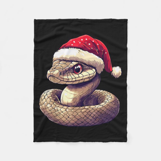 Funny Xmas Snake Lovers Christmas Pajama Snake San Fleece Blanket (Front)