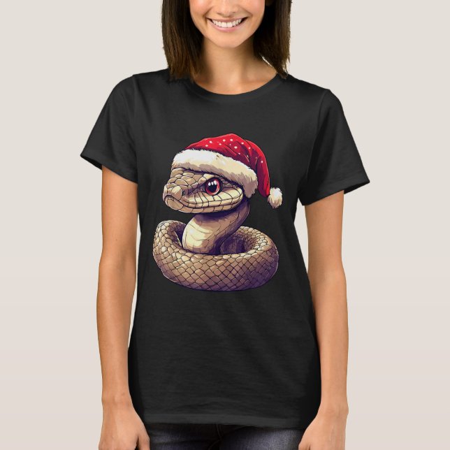 Funny Xmas Snake Lovers Christmas Pajama Snake San T-Shirt (Front)