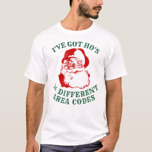 Funny Xmas T-Shirt - HO'S IN DIFFERENT AREA CODES