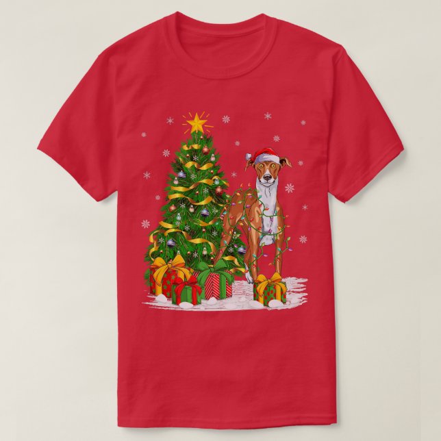 Funny Xmas Tree Family Matching Santa Whippet Chri T-Shirt (Design Front)
