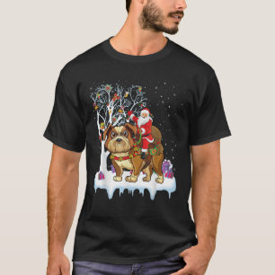 Funny Xmas Tree Santa Riding English Bulldog Chris T-Shirt