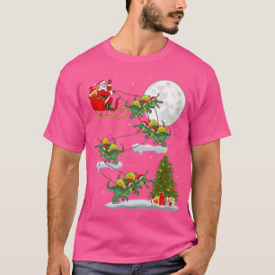 Funny Xmas Tree Santa Riding Spinosaurus Dinosaur T-Shirt