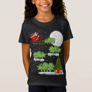 Funny Xmas Tree Santa Riding Triceratops Dinosaur T-Shirt