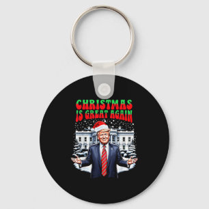 Funny Xmas Trump Pajamas Holiday Christmas Is Grea Key Ring