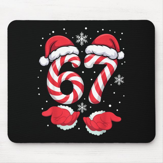 Funny Xmas Viral 67 Candy Canes Santa Funny Holida Mouse Mat (Front)