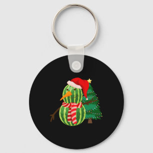 Funny Xmas Watermelon Snowman - Christmas In July Key Ring