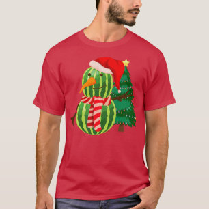 Funny Xmas Watermelon Snowman - Christmas In July T-Shirt