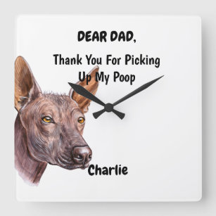 Funny Xoloitzcuintle Dad Watercolor Canine Art Square Wall Clock